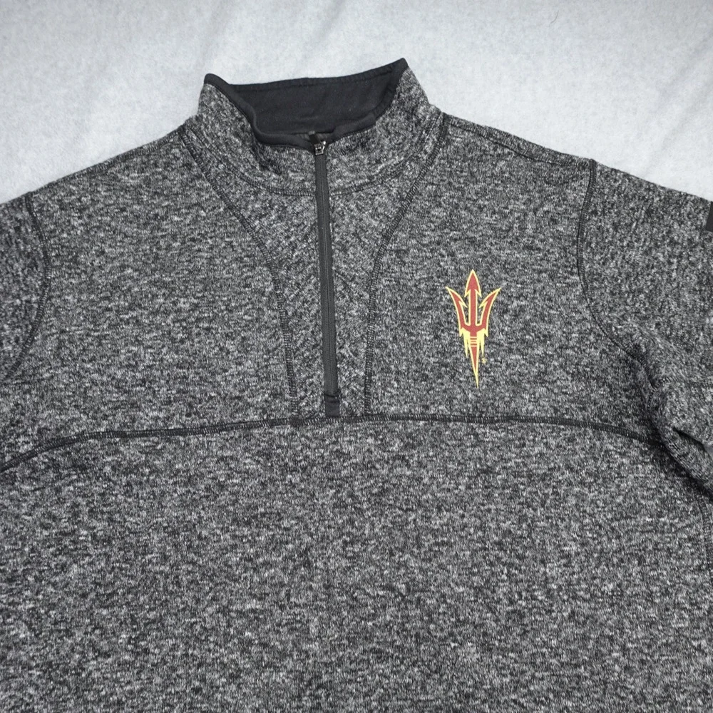 Arizona State Sun Devils ASU Pullover Mens 3XL Gray Heather Zip Sweater Antigua - Picture 2 of 16